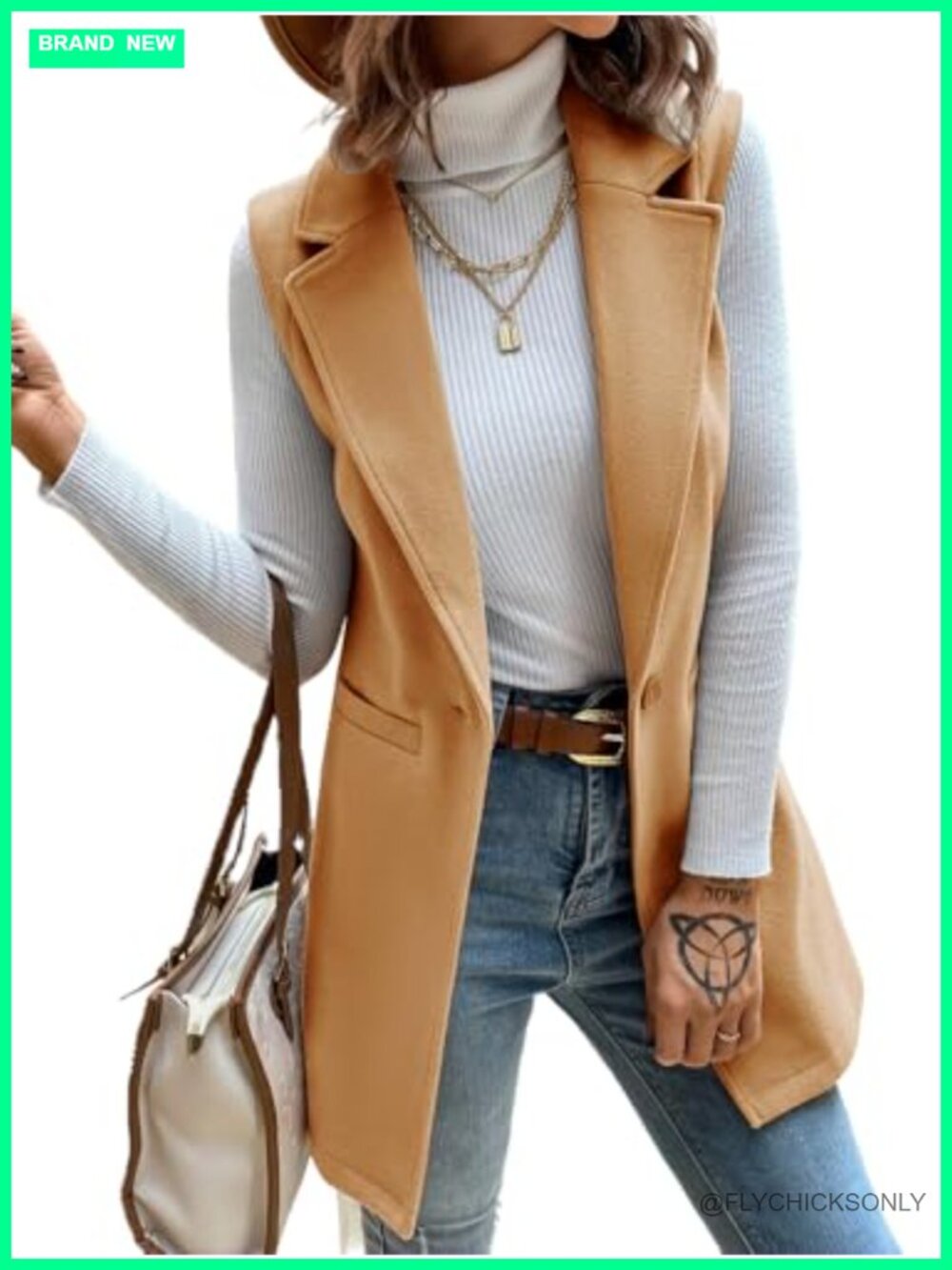 Long Sleeveless Blazer Jacket Cardigan Wool Vest Fall Winter Coat